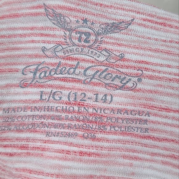 Faded Glory Heathered Pink White Short Sleeve Shirt L - Picture 5 of 5